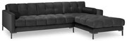 Divano angolare in velluto grigio scuro, angolo destro Bali - Cosmopolitan Design