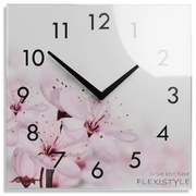 Orologio decorativo in vetro con motivo fiori che sbocciano, 30 cm