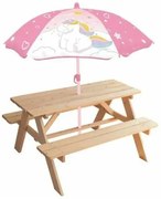 Tavolo da picnic Fun House    53 x 95 x 75 cm Ombrellone Unicorno