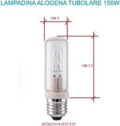 Lampadina alogena tubolare attacco a vite E27 potenza 150W