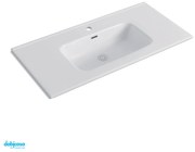 Lavabo Da Incasso "Alba" 101x46 In Ceramica Finitura Bianco Lucido