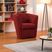 Poltrona bordeaux elegante in tessuto antimacchia con seduta imbottita