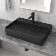 Kamalu - lavabo da appoggio 50cm colore nero mat litos-cnm500