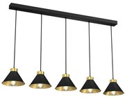 Lampadario su corda DEMET 5xE27/60W/230V nero/dorato