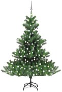 Albero Natale Artificiale Nordmann con LED e Palline Verde, Albero Natale Artificiale Nordmann con LED Palline Verde 210 cm