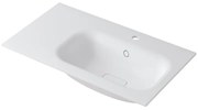 Lavabo integrale rettangolare vasca a destra L 80.5 x H 15 x P 46 cm in resina bianco