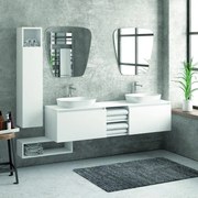 Kamalu - composizione mobili bagno 175cm sospesa, composta da mobile, due specchi,  colonna e pensile sp-175a