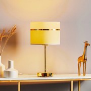 Argon Lampada da tavolo in tessuto Long bianco/grigio/ottone
