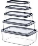 Set 5 contenitori in plastica trasparenti