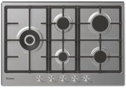 [prodotto Usato] Outlet Candy O-Chg7wlwpx Piano Cottura 75cm 5 Fuochi A Gas Griglie In Ghisa Colore Inox - Con Difetti