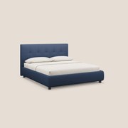 Minato letto imbottito contenitore con testata trapuntata in ecopelle impermeabile T04 blu