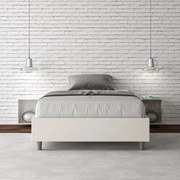 Letto Sommier contenitore imbottito 140x210 similpelle bianco Azelia