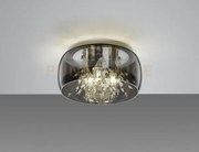 Crystel plafoniera metallo cromato vetro fume' cromato con decori e...