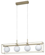 Lampadario Industrial Vallaspra 4 Luci Acciaio Ottone