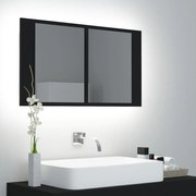 Armadietto A Specchio Con Luci Led Nero 80x12x45 Cm İn Acrilico /