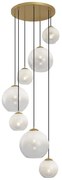 Lampada a sospensione Hotel Chic ottone con vetro bianco rotondo 7 luci - Misty