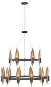 Lampadario Contemporaneo Willow Acciaio Nero Carbone Oro Deluxe Oro 18 Luci E14