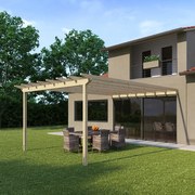 Pergola addossata Eagle in legno struttura marrone L 417.6 x P 594 x H 272 cm