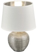 Lampada da tavolo in ceramica bianca e tessuto, altezza 26 cm Luxor - Trio