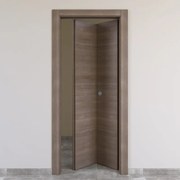 Porta tamburata pieghevole a libro simmetrica Stylish grigio L 70 x H 210 cm destra