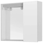 Specchio contenitore 68x61 cm bianco con anta e ripiano in vetro Desya