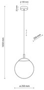 TK Lighting Lampada a sospensione Esme, vetro opalino, 1 luce, Ø 25 cm