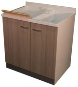 Mobile lavanderia con lavabo incluso Plus 2 ante in hdf bianco e larice P 60 x L 80 x H 85 cm