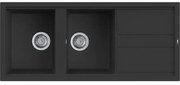 Lavello sopratop 2 vasche in quarzo nero ELLECI L 116 x L 51 cm