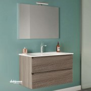 Mobile Bagno Sospeso "New Harmony Classic" Da 80 Cm Composto Da Due Cassetti Finitura Rovere Fumo