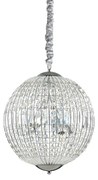 Sospensione Moderna Luxor Metallo-Cristallo Cromo 6 Luci G9 3W 3000K Luce Calda