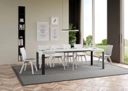 Tavolo allungabile Linea P.90 con telaio in ferro Antracite, 90x90/246 cm Linea / Bianco