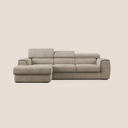 Zeno Divano angolare con pouf estraibile poggiapiedi in tessuto morbido impermeabile T02 beige