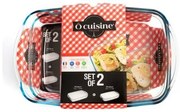 Set di Teglie da Forno Ô Cuisine 334SA05 Trasparente Vetro (2 pcs)