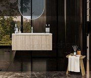 Mobile Bagno Teak 90x50 Amalfi Un Cassetto E Lavabo Integrato In Mineralmarmo