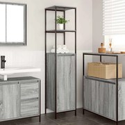 Mobile Da Bagno Con Ripiani Grigio Sonoma 36x35x165 Cm /
