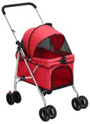 Passeggino per cani pieghevole rosso 76x50x100cm tessuto oxford