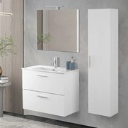 Mobile bagno sospeso 80 bianco lucido con pensile 145 lavabo e specchio   Miami