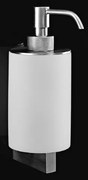 Dispenser per sapone liquido in resina bianca con supporto a parete in acciaio inox satinato AISI 304 Antonio Lupi Just14