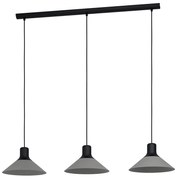 Lampadario Industrial Abreosa 3 Luci Metallo Nero E Grigio