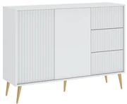 Cassettiera rovere e bianco con 4 cassetti in legno nobilitato. Armadio  settimino ideale per ufficio e camera da letto, dimensioni 70x41x112h cm.