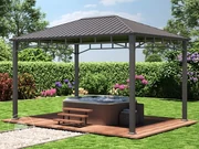 TOOLPORT Gazebo Giardino 3x4m - Impermeabile 100%, Tetto Policarbonato, 4 Teli Laterali, Colore Ocra