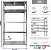 Scaffale in Metallo 5 Ripiani 120x50x234 cm Maciste Zincato...