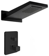 Set doccia da incasso con soffione a sbalzo 22x50 cm nero opaco Lotus