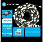 Aigostar - Catena LED natalizia da esterno 500xLED/8 funzioni 53m IP44 bianco freddo
