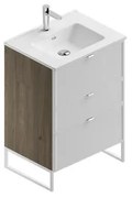 Mobile bagno da terra con lavabo L 60 x H 93 x P 46 cm cotto/bianco in mdf 3 cassetti per vasca centrale Quadra
