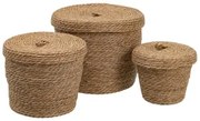 Cestino Multiuso 3 Pezzi 28 x 28 x 36 cm Naturale Fibra naturale