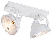Plafoniera industriale bianca con argento 2 luci orientabili - Magnax