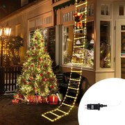 Babbo Natale su scaletta luminosa 3 metri 266 Led Bianco caldo e Bianco freddo dimmerabile con telecomando Wisdom