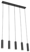 Lampada a sospensione intelligente nera con 5 GU10 Wifi - Jeana