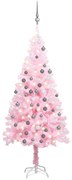 Albero di Natale Preilluminato con Palline Rosa in PVC, Albero di Natale Preilluminato con Palline Rosa 120 cm PVC